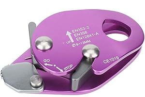 HERCHR Fall Protection Belay Device, 9-13mm Self Braking Stop Descender 7075 Aviation Aluminum Rope Clamp Grab Self Locking Rescue Rappel Ring for Outdoors Climbing Hiking