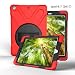 Produktbild iPad 9.7 2017 Schutzhülle in Rot Case mit Dual Schutzschicht Extrem Fallschutz Vollschutz Stoßabweisende 3 in 1 Silikon PC Hybrid Schwere Case Cover Pflicht mit 360 Grad Drehbar Kickstand mit Schultergurte
