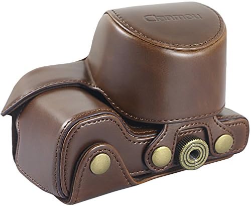 Clanmou Leather Camera Case Protective Bag Cover for Sony Alpha A6000 16-50mm Lens / Nex 6 with Shoulder Strap Camera Waterproof Cloth Bag Coffee