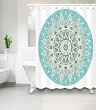LB Indische Böhmische buddhistische Bunte Mandala Dekor Duschvorhang für Badezimmer 59W x71H Wasserdicht Polyester Stoff Badezimmer Vorhang