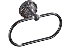 Celbon Anneau Porte-Serviettes Ovale Antique en Laiton pour Rangement de Serviettes, Support Mural pour Salle de Bain et Toilettes (Noir)