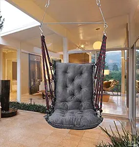 FABKNIT Hammock Swing for Kids and Adults, with Accessories. Hanging Hammock Suitable for Indoor, Outdoor, Balcony. Weight Bearable 130Kg Color (Dark Gray)