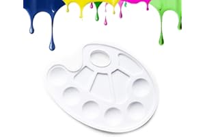 LIAMGUS acrylic paint palette, mixing palette, plastic pallets, paint palette, Mixing Pallet 10 Well White Round Paint Palette, for Watercolor Acrylic and Oil DIY Craft Professional Art Painting