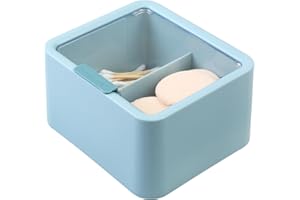 SYBDXJ Cotton Pad Holder Dispenser, Bathroom Makeup Organizer, Cotton Bud Dispenser Storage Container Jars for Bathroom Bedroom Dressing Table Floss Cotton Balls Cotton Swabs Qtip Holder Dispenser (blue)