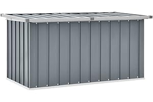 Homiuse Coffre de Rangement Extérieur 129x67x65 cm - Abri de Jardin, Malle de Stockage, Boîte de Rangement en Acier Gris