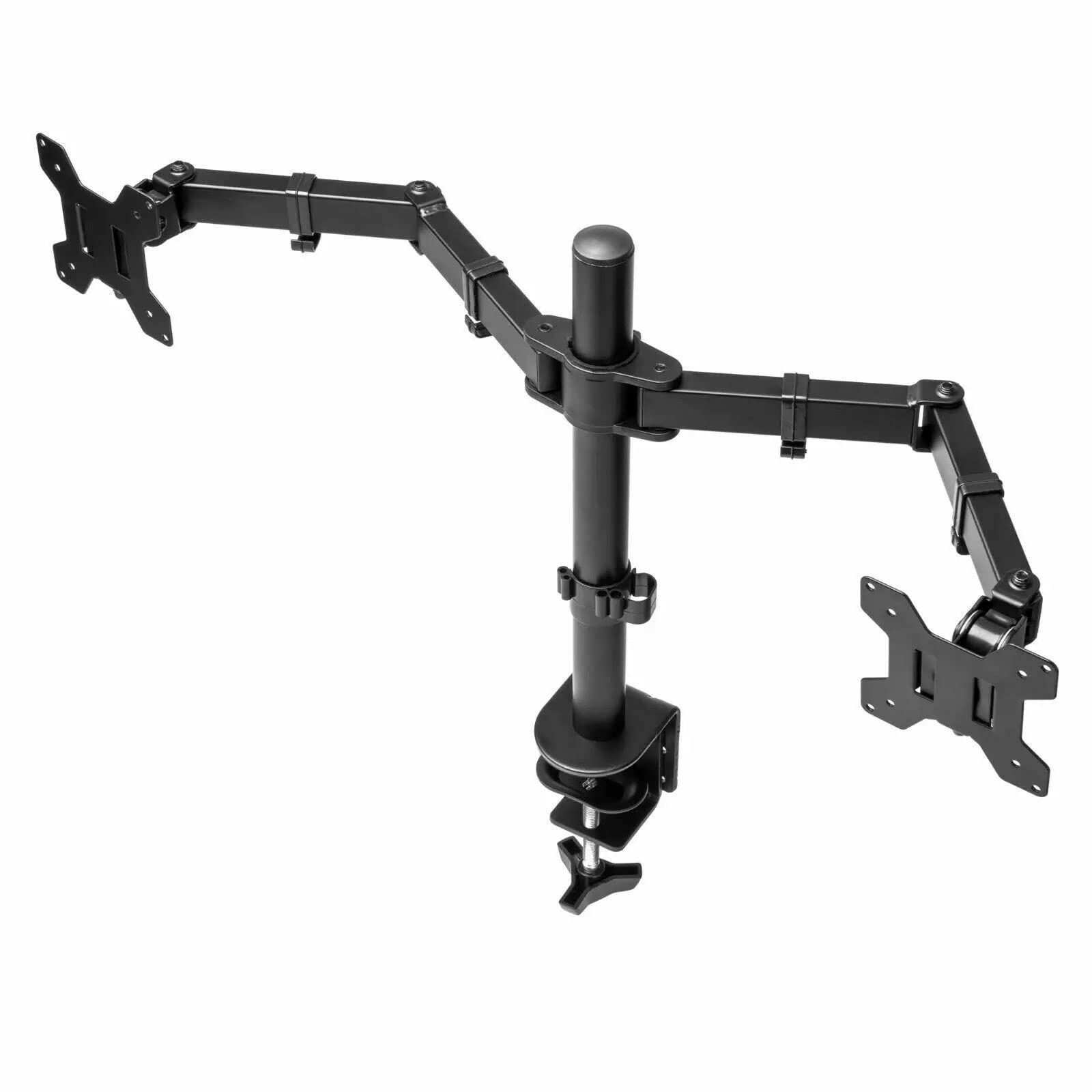 WE CLEVER Heavy duty Dual monitor stand Mount, Height Adjustable desk C clamps & Mounting holes, Full motion Tilt & Swivel Mo