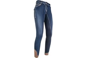 HKM Pasadena Summer Denim Pantalones de equitación, Unisex Adulto