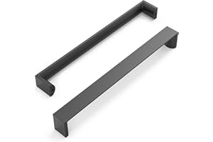 FURNIWARE 10 maniglie per mobili, colore nero, 192 mm, distanza tra i fori per armadi, cucina, cassetti, maniglie per mobili da cucina, armadi, cassetti