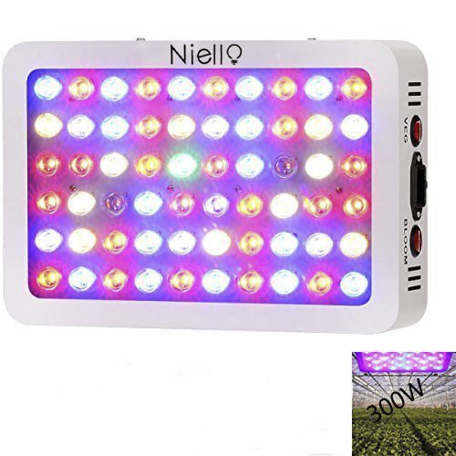 Niello® 300W LED Pflanzenlampe Full Spectrum Wachsen Licht mit Allen 12 Frequenzbändern und 60 Stück 5 Watt LEDs als Wachstumslampe, Wachstumslicht, Pflanzenlicht oder Hydrokulturen für Zimmerpflanzen Gemüse und Blumen mit IR UV 310*210*65mm