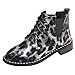 Produktbild Junjie Nenu Mode Frauen Bogen Spitze Stiefeletten Flache Beiläufige Suede Einzelne Stiefel Leopard Schuhe Lace-Up Kurze Plüsch Leopard