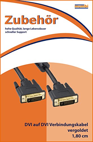 mumbi DVI Kabel 24+1 polig – DVI auf DVI Verbindungskabel 1.80m vergoldet - 2