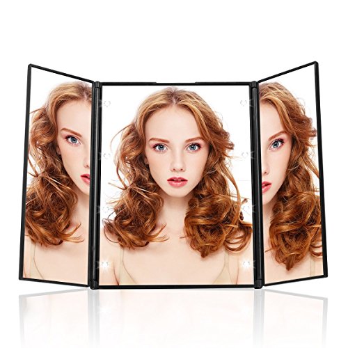 PKDREAMER Kosmetikspiegel Faltbarer, beleuchteter Schminkspiegel mit 8-LEDs ( für Make up und Rasur, Standspiegel mit Batterie, für die Reise oder das Bad) - 9