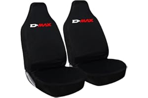 Tee AutoCare For Isuzu D-MAX - Heavy Duty and Water Proof Durable Nylon Driver Passenger with D MAX Logo Front SUV Seat Cover Protectors - 2 x Fronts (Red Logo)