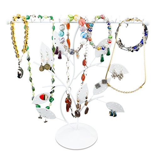 VENKON – Schmuckbaum Design Schmuckständer für Ringe Halsketten Ohrringe Armbänder Aufbewahrung & Präsentation – weiß – 30 x 11 x 30 cm - 2