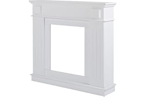 Rebecca Mobili Cornice decorativa caminetto, decorazione camino bianca, di legno, stile tradizionale, per soggiorno - Misure 100 x 109 x 26 cm (HxLxP) - RE4800