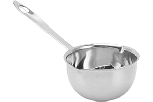 TNFEEON Garnek do Podgrzewania Gorącego Masła ze Stali Nierdzewnej Wszystko w Jednym Płaskim Garnku na Olej Indukcyjny Mini Mały Garnek do Masła Garnek do Mleka(150 ml)