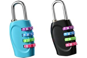 FONGYEUEWY 2 Pcs 4 Digit Padlock Re-settable Combo Lock Heavy Duty Padlock Combination Lock for School Gym , Shed, Fence, Hasp, Garage