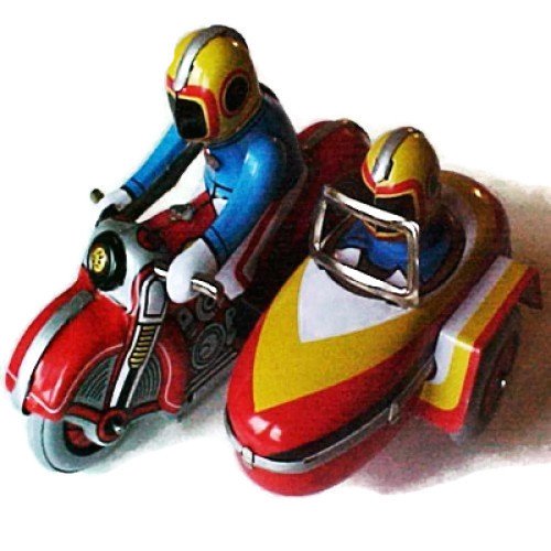 Juguete Vintage de Hojalata Moto con Sidecar - Coleccionista