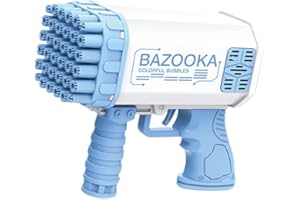 GIMULATAMIS Pistola Bolle di Sapone Elettrico Professionale,Macchina con Pile Giganti Grande Automatico per Bambini Adulti,Interno Esterno Compleanno Matrimonio (Blu)