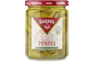 GUINDILLAS PIPARRA CON ACEITE DE OLIVA VIRGEN SARASA (PESO NETO 400g (PESO ESCURRIDO190g), 3 BOTES)