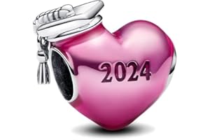 PHCLASY 2024 Graduación Charms Abalorios Colgante Cuentas Plata Ley 925 Compatible Europeo Pulsera Collar,Graduación Abalorios para mujer