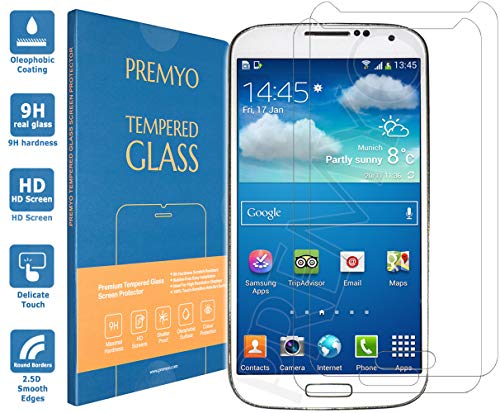 PREMYO 2 Piezas Cristal Templado para Samsung Galaxy S4 mini Protector Pantalla para Galaxy S4 mini Dureza 9H Bordes 2,5D Vidrio Lámina Protección compatible con Samsung S4 mini Sin Burbujas Contra Arañazos