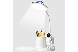 Ruioomeep Lampe Astronaute LED pour enfants - Porte-stylo et projection - Niveau de luminosité variable - Rechargeable - Protection des yeux - Bureau et chevet