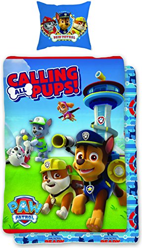 Wende Bettwäsche Set Paw Patrol 135x200cm + 80x80cm, 100% Baumwolle, Reißverschluss