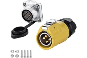 CNLINKO LP-20 Industrial Waterproof Circular Connector IP68 Quick Plugging Aviation Connector Anti-Interference Shell Fast Release M20 2-12 Pin Flange Socket (4 PIN)