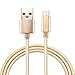 Produktbild wortek USB C Kabel Typ C Ladekabel 1m Gold geflochtenes Datenkabel [3A] Schnellladekabel Robustes Nylon High Speed Aufladekabel für Android Smartphone, Samsung Galaxy, Huawei, LG, Pixel, HTC