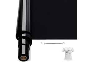 Bocguy - Rollo de vinilo termoadhesivo, 30,5 cm x 610 cm, con herramienta para deshierbar, flexible, termoadhesivo, para tejidos, cricut y corte de silueta, color negro