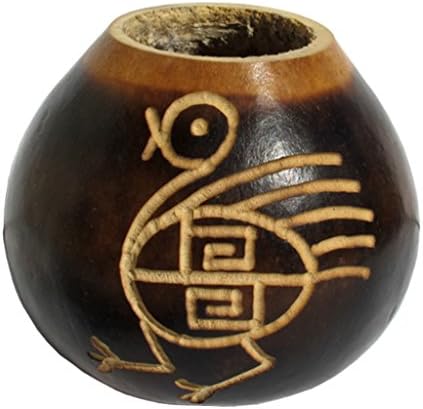 Carved Natural Gourd with Engraved Dancing Bird