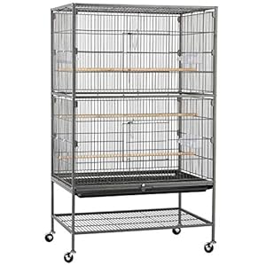 Yaheetech Jaula de Periquito Loro Jaula de pájaros para Aves con Ruedas 40,5 x 36,9 x 118 cm Jaula de Aves