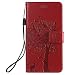 Produktbild NEXCURIO Moto G7 Play Hülle Leder, Handyhülle Tasche Leder Flip Case Brieftasche Etui mit Kartenfach Stoßfest Kratzfest Schutzhülle für Motorola Moto G7Play - NEKTU080174 Rot