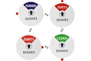 VCRANONR Magnete Lavastoviglie in Acrilico 10 cm Magnete per Lavastoviglie Pulito/Sporco/Fnzionante/Vuoto Calamita per Lavastoviglie con Design Rotondo e Girevole per Tutte le Lavastoviglie, Bianco