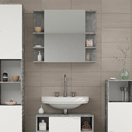 Badezimmerspiegel Spiegel Hängespiegel Spiegelschrank Badezimmermöbel Badspiegel 80×64 cm Beton - 4