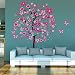 Rainbow Fox Large Heart Tree Butterfly Wall Decals Tree Wall Sticker Decals PVC Removable Wall Decal for Nursery Girls and Boys Children's Bedroom (JM7165)