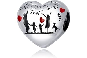 Annmors Charms Love Famille de Argent Sterling 925 Femmes Perles Charme Fille Pendentif Breloque Compatible pour Européen Bracelets & Collier