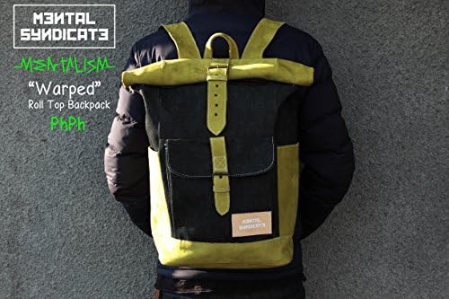 Black Denim Backpack Backpack Roll Top Rucksack Denim Backpack Custom Backpack Leather Backpack