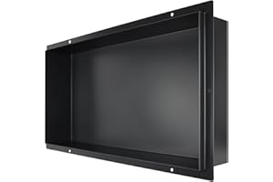 Bernkot Stainless Steel Shower Niche Matte Black 24" X 12" No Tile Needed Wall Shelf Rimless Recessed Shower Shelf for Bathroom Flush-Mount Installation