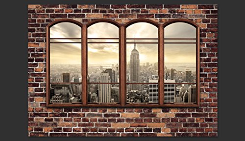 FOTOTAPETE 300×210 cm – VLIES TAPETE PREMIUM – PROFI QUALITÄT – 3 Farben zur Auswahl – Top moderne Wanddeko – Wandbilder XXL – Riesen Wandbild – Top Design Tapete – Neue exklusive Edition mit noch besser Druckauflösung – Deutsches Premium Vlies – New York Fenster NY City Stadt d-A-0055-a-a - 2