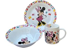 CARTOON 3-częściowy zestaw ceramiczny Minnie Disney miska miska talerz obiadowy dla dzieci w opakowaniu