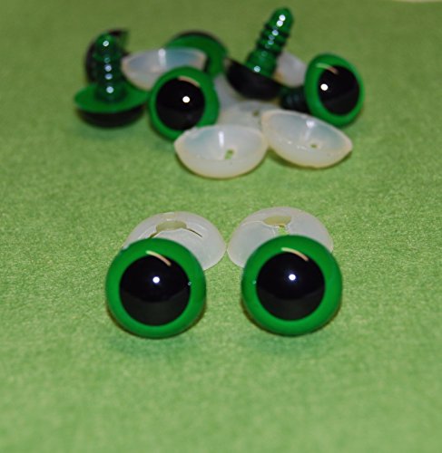 4 Paar grüne Augen mit Kunststoff-Verschluss, 21 mm, Sicherheits-Augen für weiche Hundespielzeug Teddybär ist oder