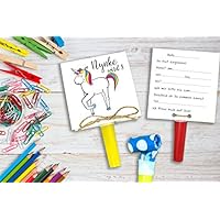 Happy Einhorn Einladung Kindergeburtstag inkl. Party Tröte