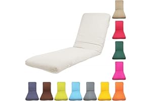 TIENDA EURASIA - Colchoneta para Tumbona de Jardin - Cojin Tumbona Acolchado Relleno de Fibra - Funda de Tela con Cremallera Lavable (180 x 50 cm, Crudo)