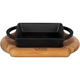 Lava, Pişirme Kabı, LV ECO P TV 1212 K4, Kare Teller ve Ahşap Altlık, &Ouml;l&ccedil;&uuml;ler 12 x 12 cm, D&ouml;kme Demir, Siyah