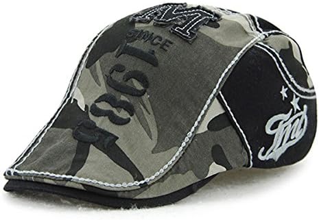 Duckbill Hat Cotton Flat Cap Cabbie Cap Outdoor Fashionable Unisex Adjustable Newsboy Hat Beret Cap - grey camouflage