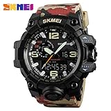 SKMEI 1155 Camouflage Farbe Herren Sportuhr Luminous Männer Zeiger Digital LED Uhr 5ATM Wasserdichte Militär Armbanduhr