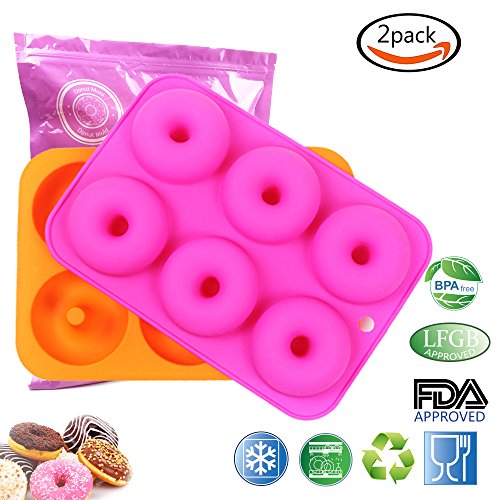 Goodlucky365 (2 stück) 6 silikon - kuchen formen, donut formen, donut - schokolade seife - gelee - backform, geeignet für geschirrspüler, backofen, mikrowelle, kühlschrank