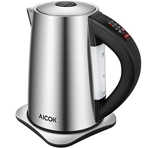 Aicok Bouilloire Électrique Thermostat Réglable Pour Bouilloire à Thé, Bouilloire Inox Arrêt Automatique et Manuel Bouilloire Sans BPA, Sans Fil...